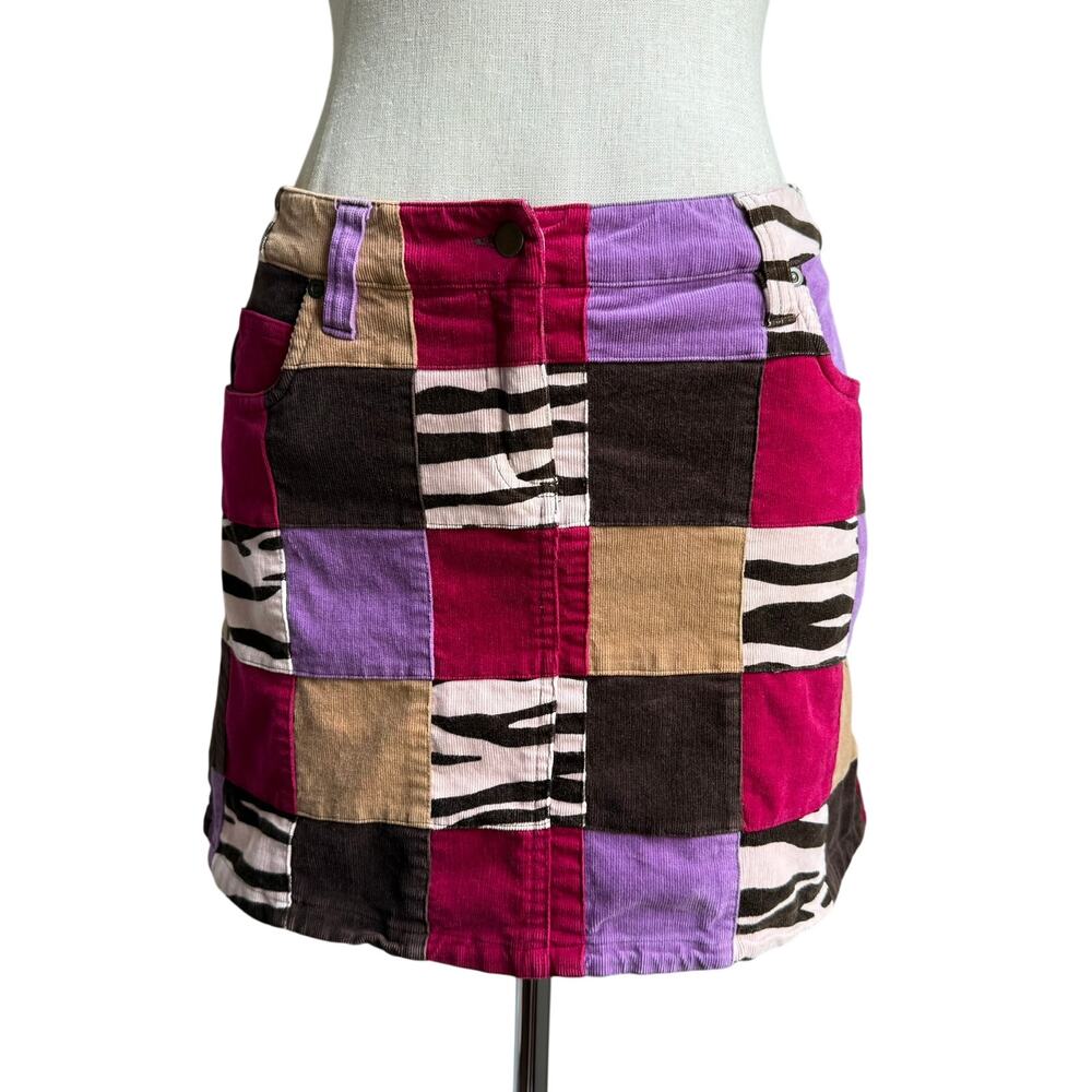 Talbots Kids Patchwork Corduroy Skirt Zebra Print Multicolor Girls 14